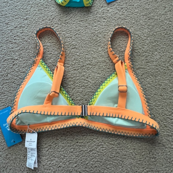 NWT two piece CUPSHE Neon crochet accent bikini set size SMALL - Picture 5 of 10